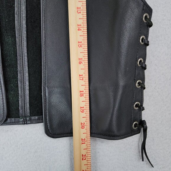 Mephisto Vest Womens Small Black Leather Lace Up Motorcycle Biker Open Front - Picture 5 of 11